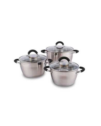 Set X 3 Ollas Con Tapa Acero Inox 18Cm 20Cm 24Cm