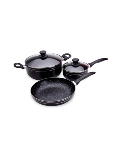 Bateria 5 Pzas Alum 1,8Mm Negra Interior Antiadherente Stone