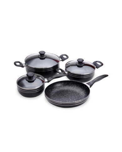 Bateria 7 Pzas Alum 1,8Mm Negra Interior Antiadherente Stone