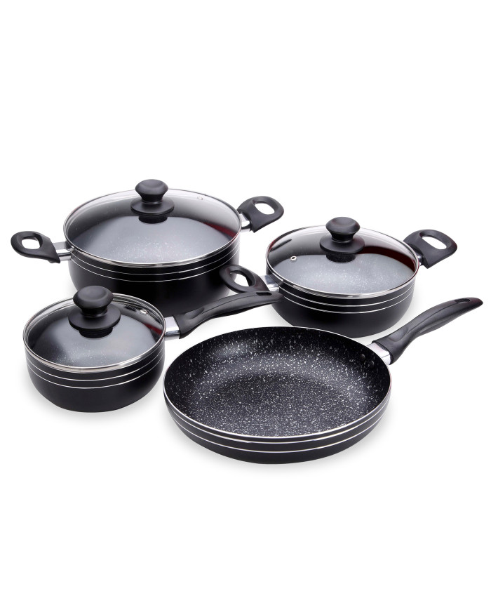 Bateria 7 Pzas Alum 1,8Mm Negra Interior Antiadherente Stone