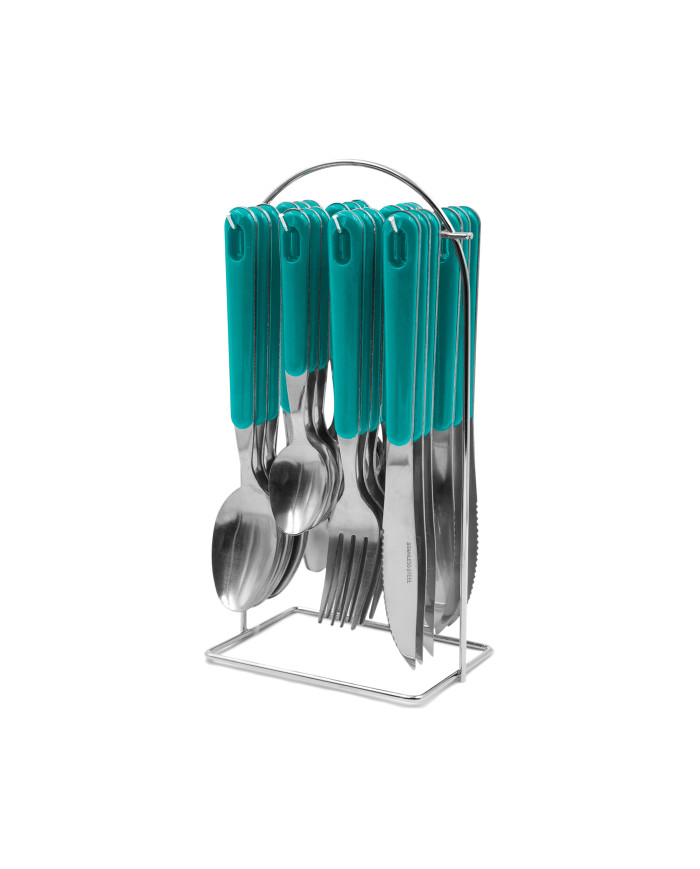 Jgo Cubiertos 6/24 M/Plas Enterizo C/Soporte