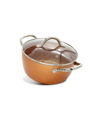 Olla 22 Cm Tapa Vidrio Cobre