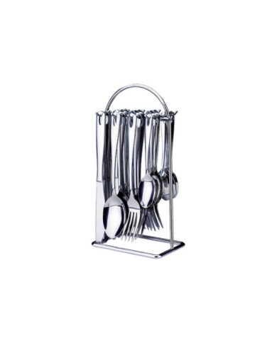 Set De Cubiertos X 24 Pzas Acero Inox C/ Soporte Metalico He