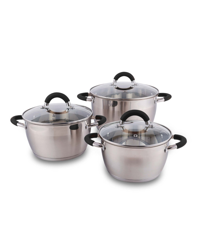 Set X 3 Ollas Con Tapa Acero Inox 18Cm 20Cm 24Cm