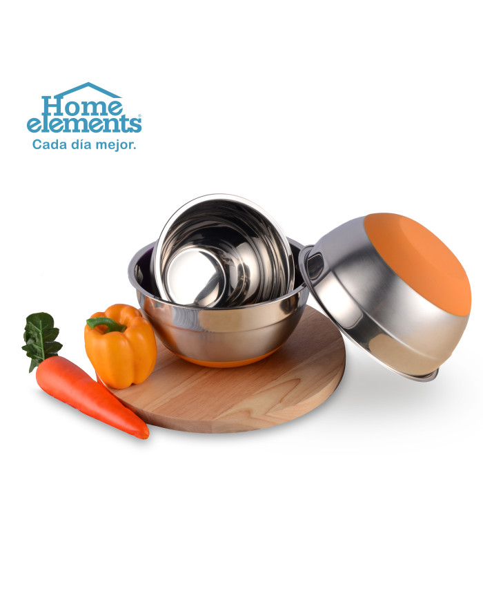 Setx3 Bowl 16-20-22Cm Acero Inox Base Antides Silicona Coppe