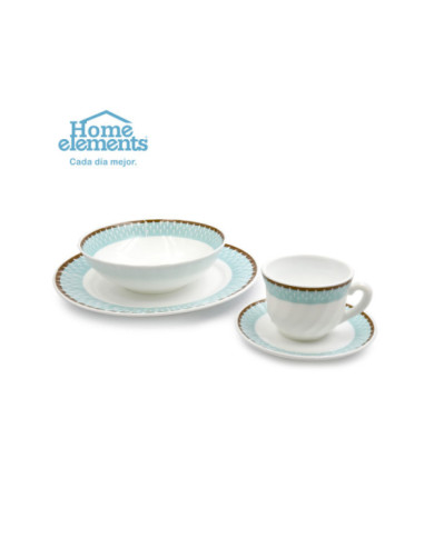 Vajilla 4X16 Vitroceramica Dec. Azul He