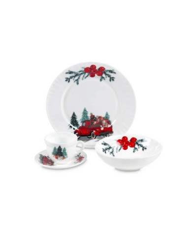 Vajilla Vitroceramica 4/16 Navidad Hevv-1601 Noche Buena